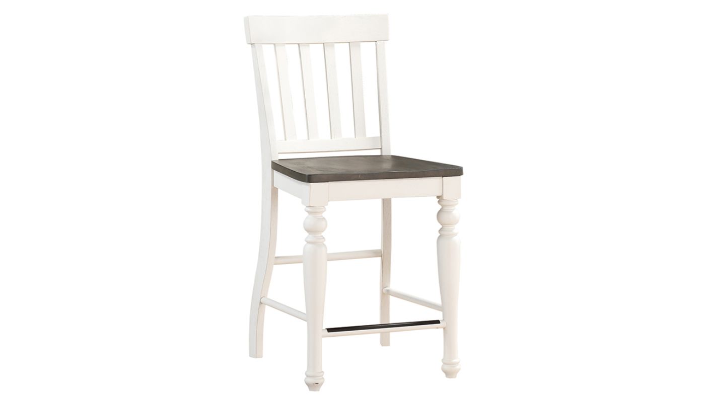 Angled View of the Joanna Counter Height Barstool  in White and Brown by Steve Silver | Home Furniture Plus Bedding