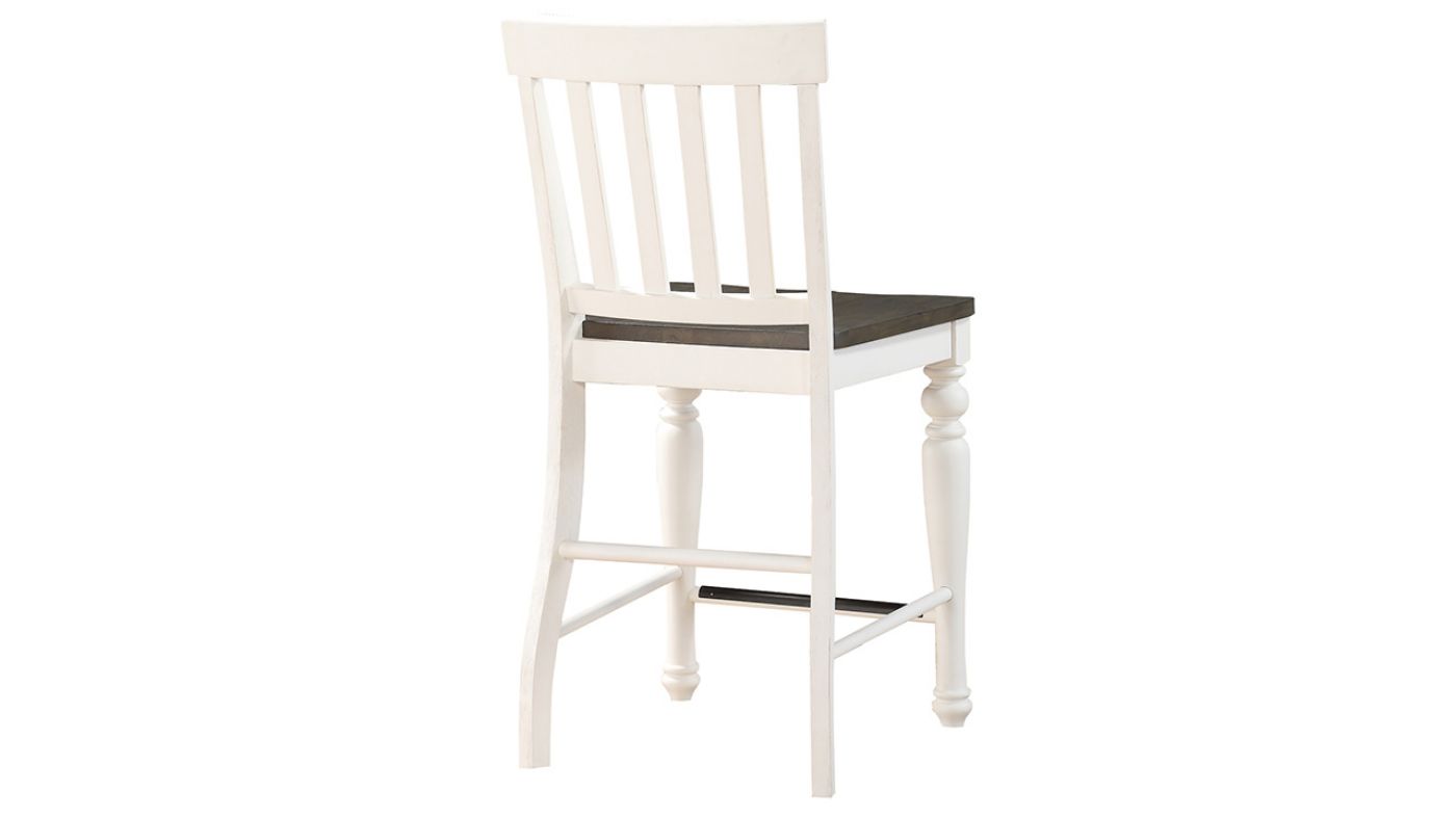 Angled View of the Joanna Counter Height Barstool  in White and Brown by Steve Silver | Home Furniture Plus Bedding