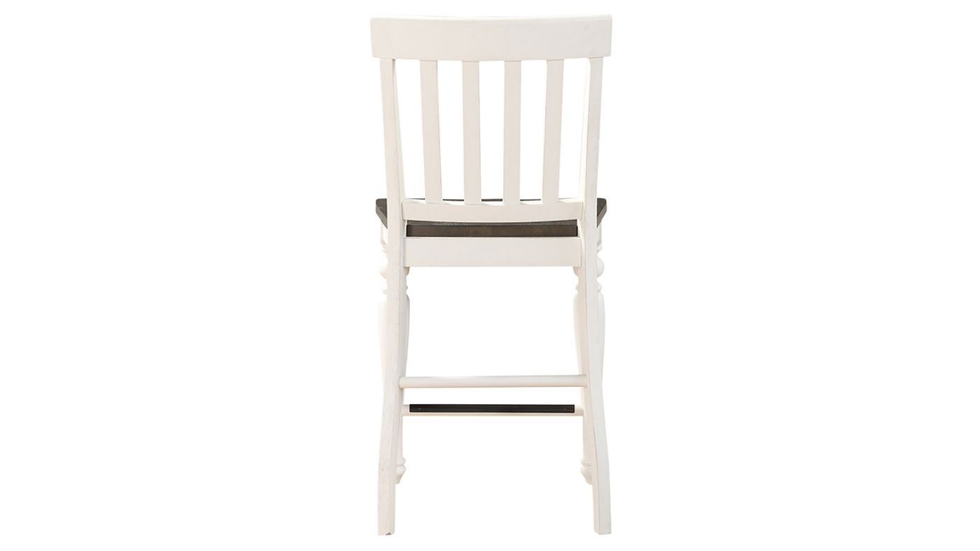 Rear View of the Joanna Counter Height Barstool  in White and Brown by Steve Silver | Home Furniture Plus Bedding