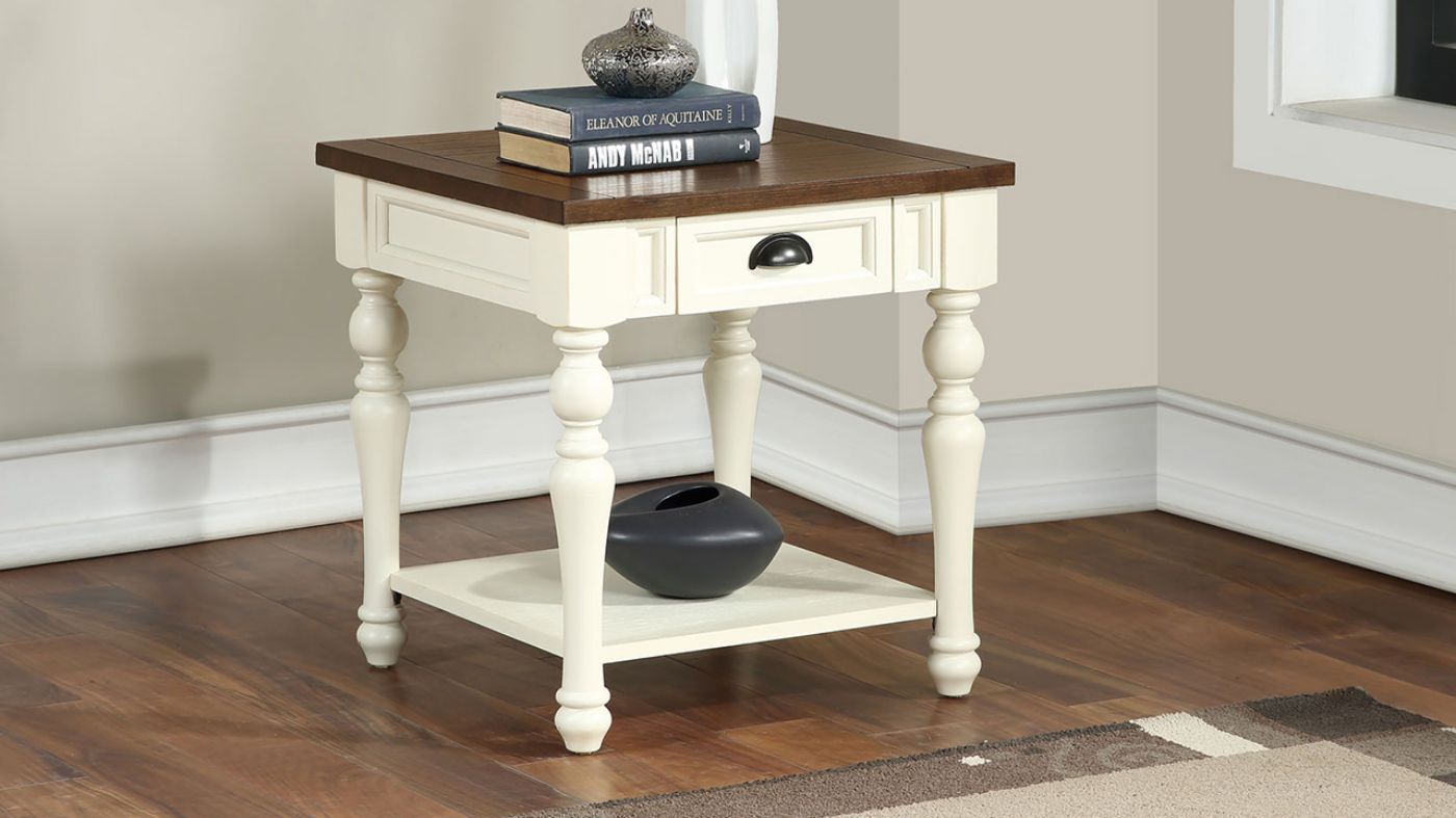 Room View of the Joanna End Table in White and Brown by Steve Silver | Home Furniture Plus Bedding