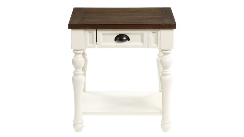 Front View of the Joanna End Table in White and Brown by Steve Silver | Home Furniture Plus Bedding