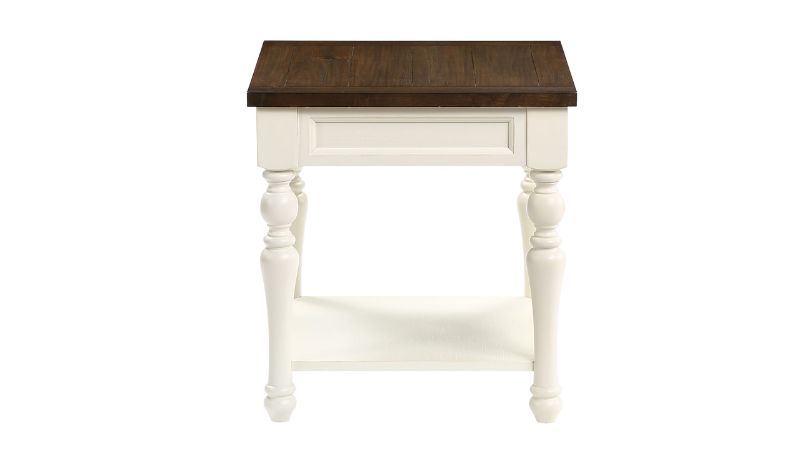 Side View of the Joanna End Table in White and Brown by Steve Silver | Home Furniture Plus Bedding