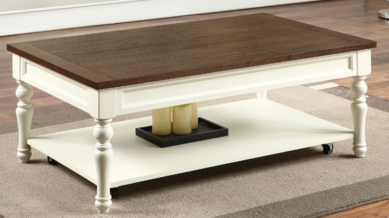 Room View of the Joanna Coffee Table in White and Brown by Steve Silver | Home Furniture Plus Bedding