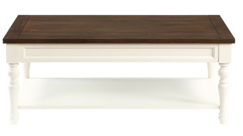 Front View of the Joanna Coffee Table in White and Brown by Steve Silver | Home Furniture Plus Bedding