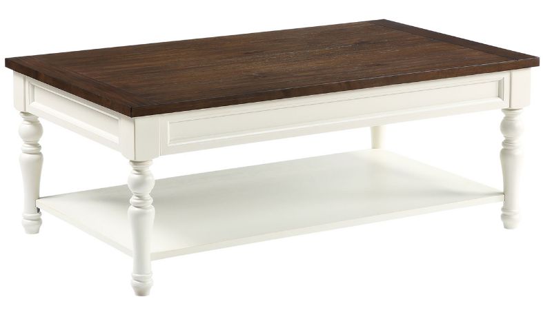 Angled View of the Joanna Coffee Table in White and Brown by Steve Silver | Home Furniture Plus Bedding