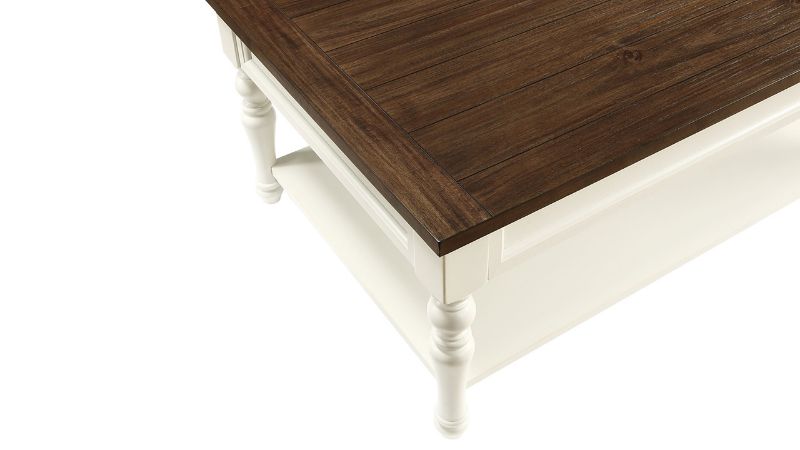 Close Up View of the Joanna Coffee Table in White and Brown by Steve Silver | Home Furniture Plus Bedding