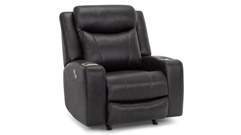Slightly Angled View of the Edison POWER Recliner in Dark Gray by Franklin |Home Furniture Plus Bedding