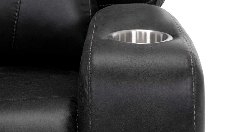 Close Up View of the Edison POWER Recliner in Dark Gray by Franklin |Home Furniture Plus Bedding
