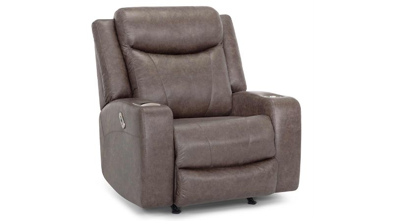 Slightly Angled View of the Edison POWER Recliner in Brown by Franklin |Home Furniture Plus Bedding