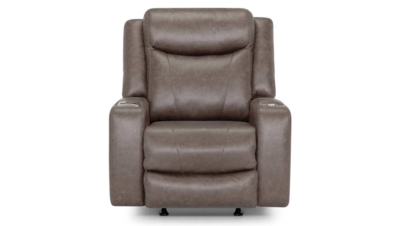 Front Facing View of the Edison POWER Recliner in Brown by Franklin |Home Furniture Plus Bedding