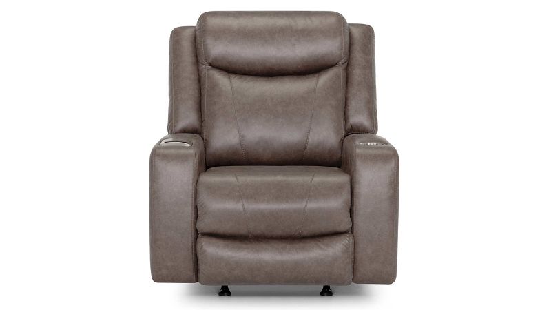 Front Facing View of the Edison POWER Recliner in Brown by Franklin |Home Furniture Plus Bedding