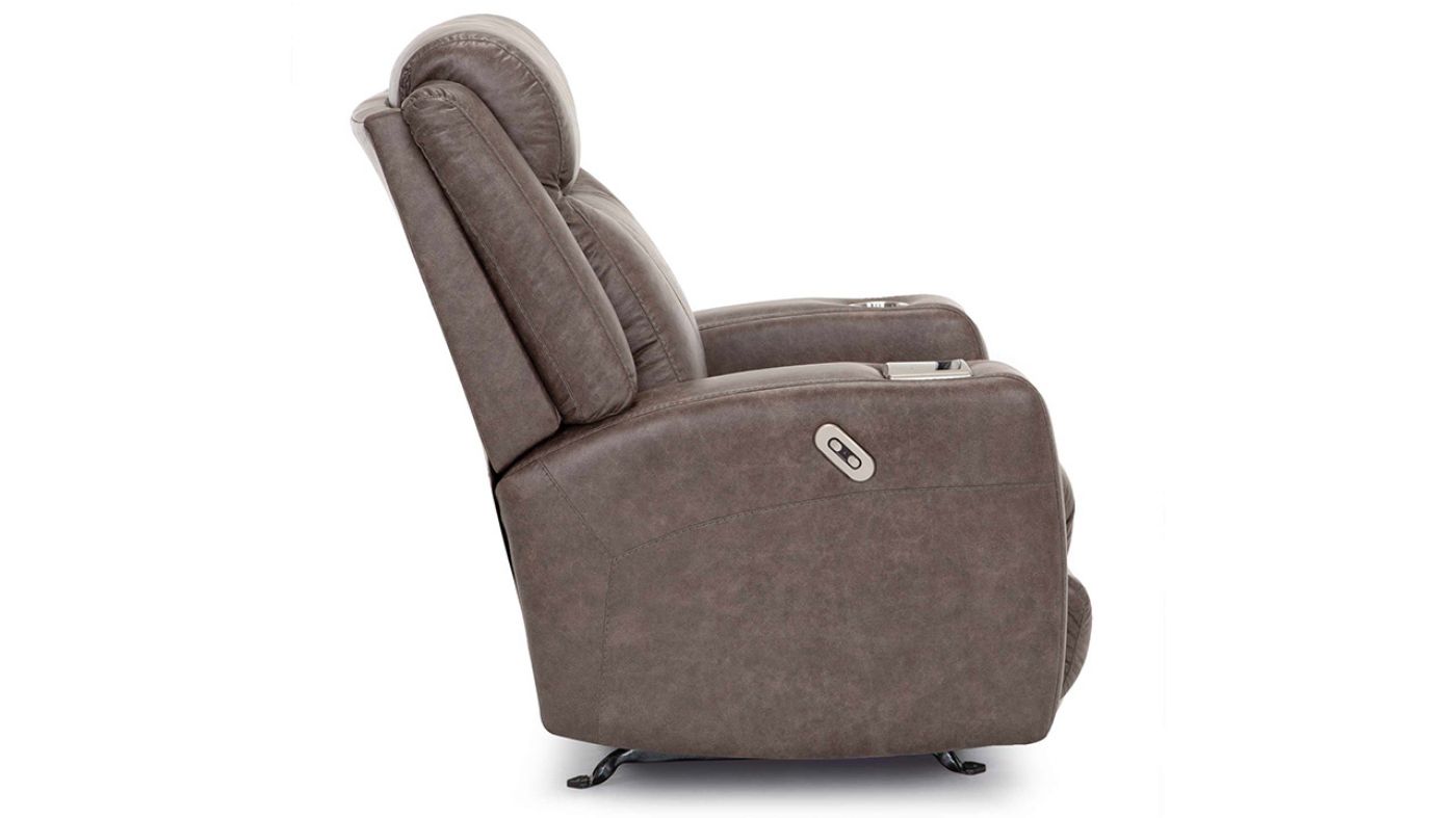 Side View of the Edison POWER Recliner in Brown by Franklin |Home Furniture Plus Bedding