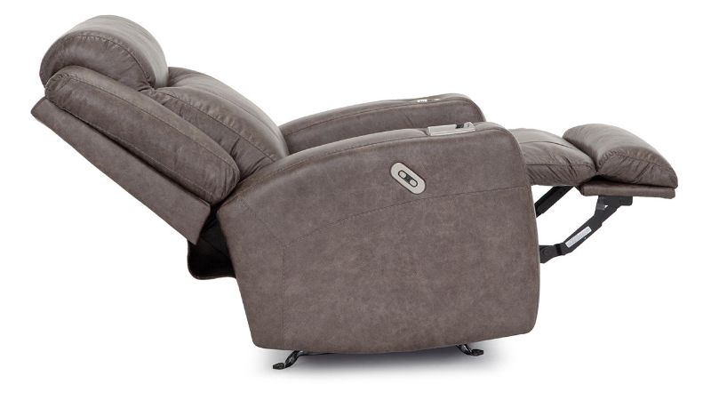 Side View of the Edison POWER Recliner in Brown by Franklin |Home Furniture Plus Bedding