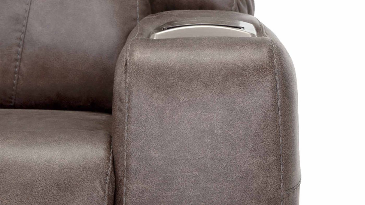 Close Up View of the Edison POWER Recliner in Brown by Franklin |Home Furniture Plus Bedding