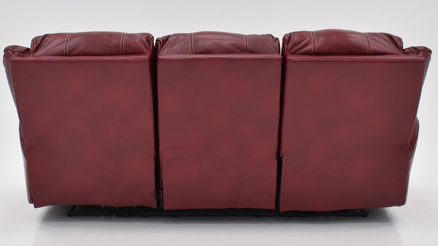 Rear View of the Mercury POWER Reclining  Leather Sofa in Merlot Red by HomeStretch | Home Furniture Plus Bedding