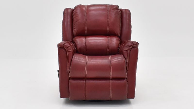 Front Facing  View of the Mercury Swivel Glider Leather Recliner in Merlot Red by HomeStretch | Home Furniture Plus Bedding