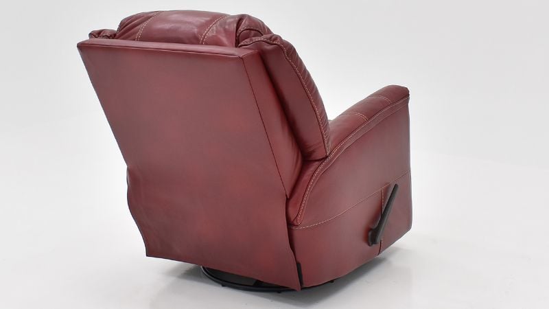 Rear  View of the Mercury Swivel Glider Leather Recliner in Merlot Red by HomeStretch | Home Furniture Plus Bedding