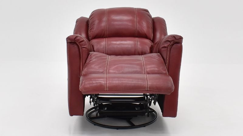 Front Facing  View of the Mercury Swivel Glider Leather Recliner in Merlot Red by HomeStretch | Home Furniture Plus Bedding