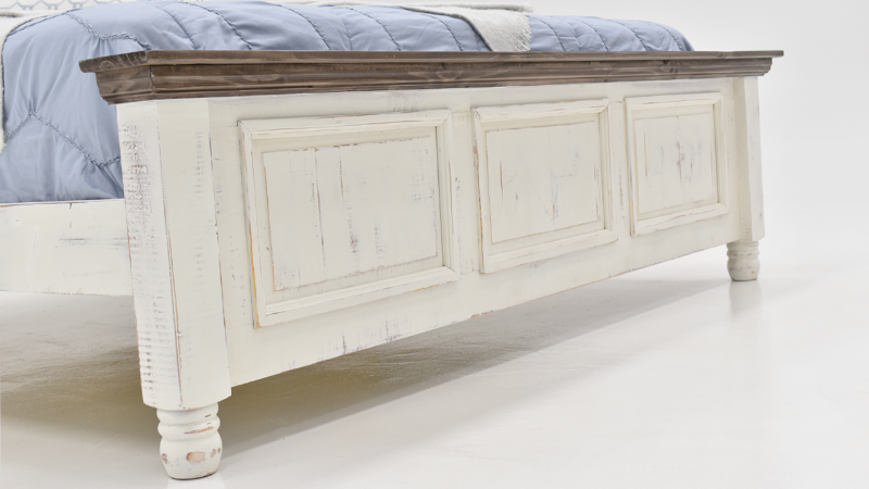 Martha Queen Size Panel Bed, View of Footboard Design Details | Home Furniture Plus Bedding