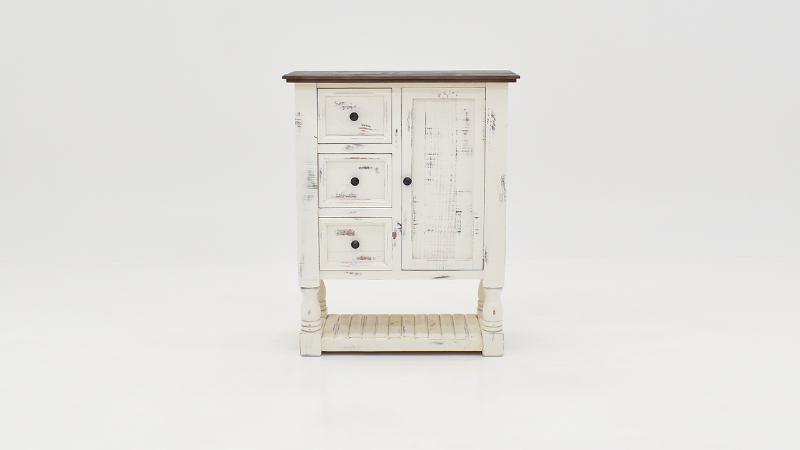 White Martha Chest of Drawers with Cabinet and Shelf, Front Facing | Home Furniture Plus Bedding
