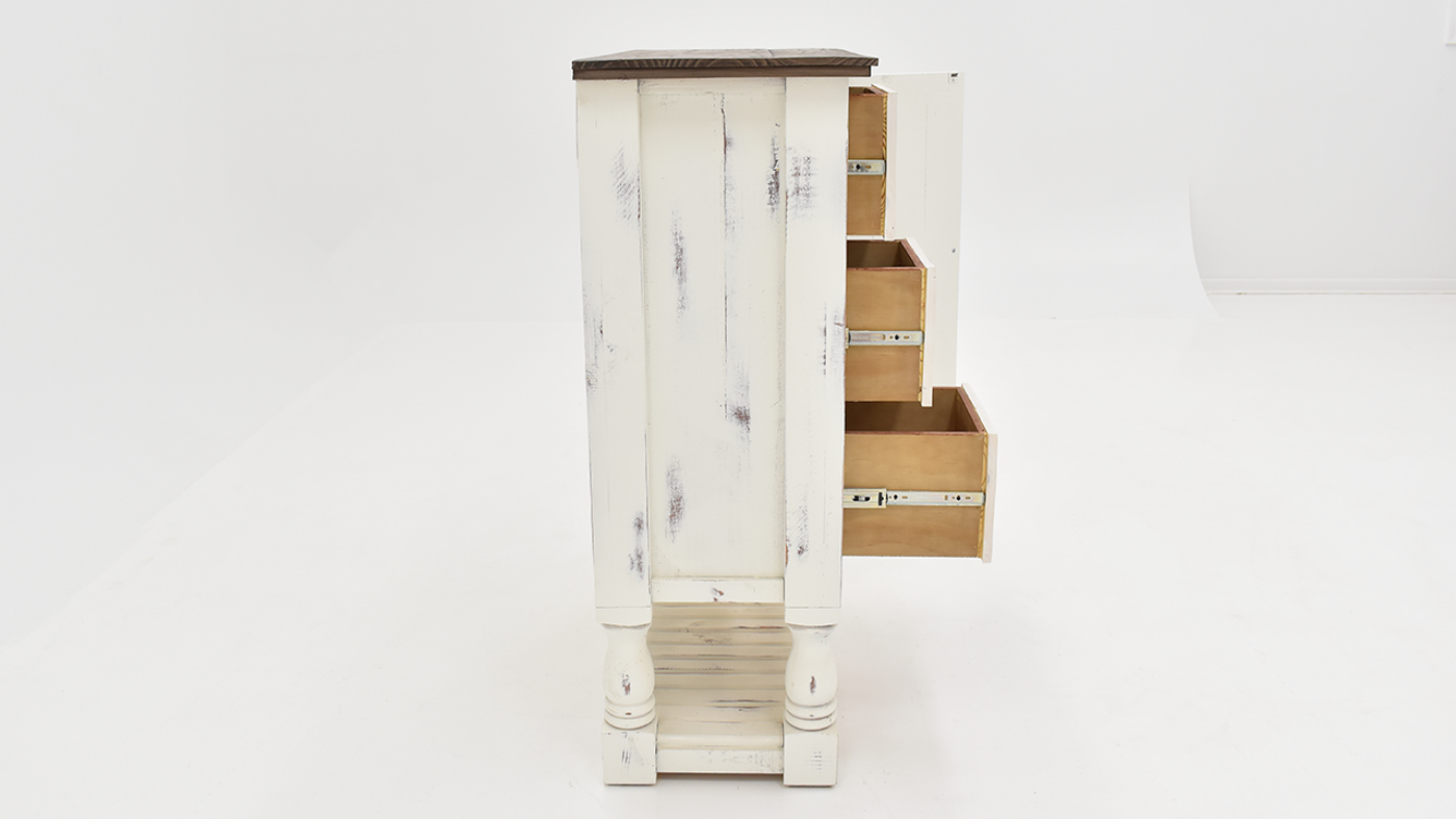 White Martha Chest of Drawers with Drawers Open, Side View | Home Furniture Plus Bedding