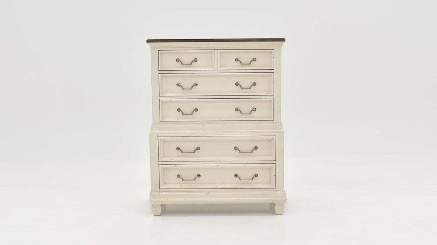 Layla Chest of Drawers with White Finish, Front Facing | Home Furniture Plus Bedding