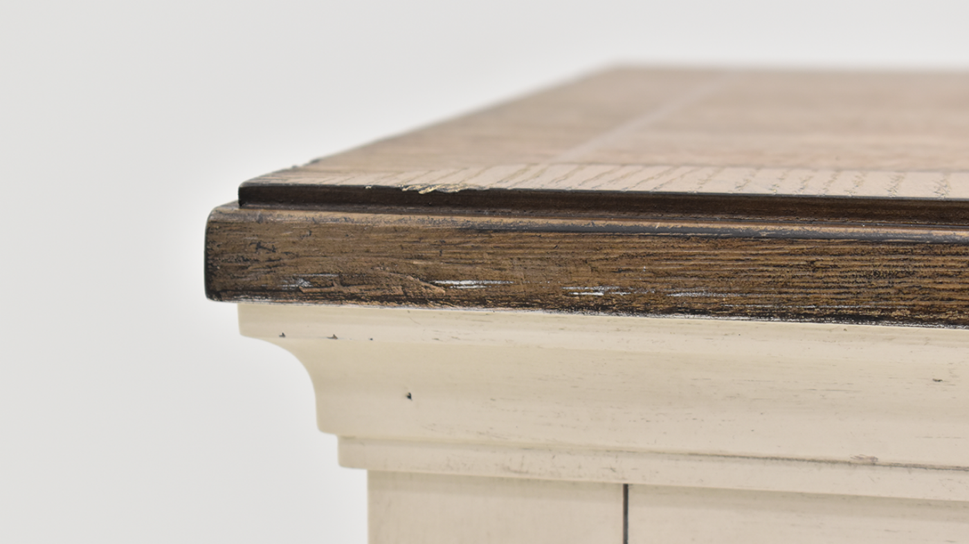 Layla Chest of Drawers Top Corner with Dark Finish Close Up | Home Furniture Plus Bedding