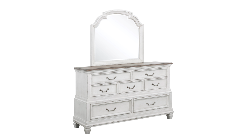 Layla Dresser with Mirror, Slightly Angled Factory Photo | Home Furniture Plus Bedding
