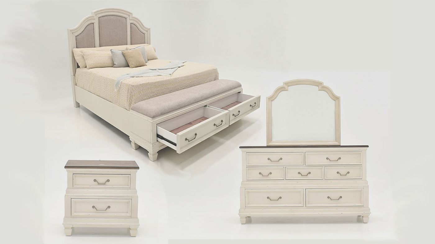 Layla King Size Bedroom Set, Set Price Includes Items Shown - Bed, Dresser with Mirror and 1 Nightstand | Home Furniture Plus Bedding