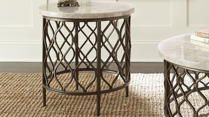 Roland Marble-Top End Table Room Shot | Home Furniture Plus Bedding