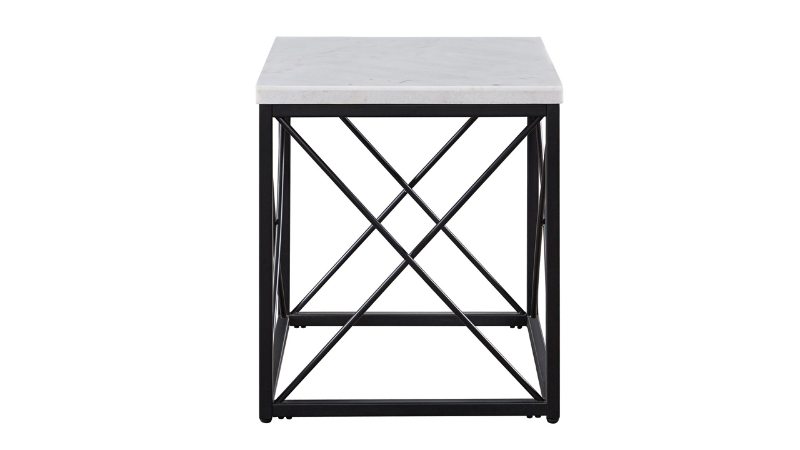 Skyler End Table with White Marble Top and Metal Base | Home Furniture Plus Bedding