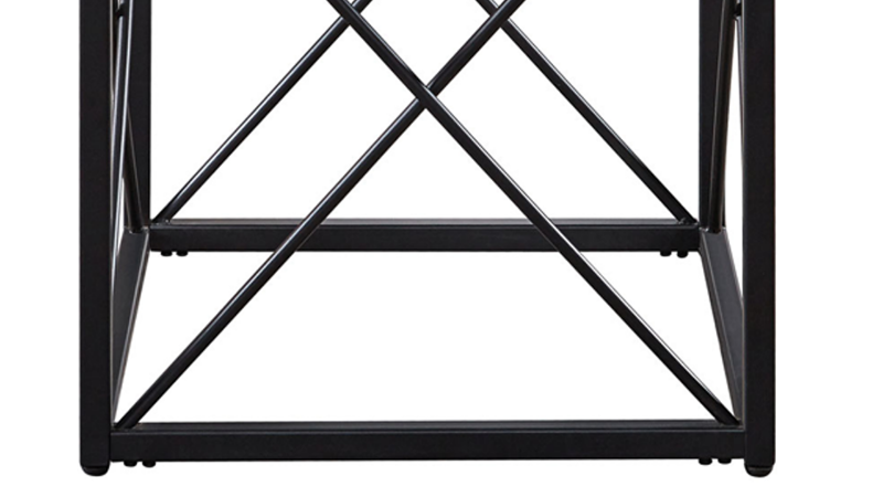 Skyler End Table, Close Up of Black Metal Base | Home Furniture Plus Bedding