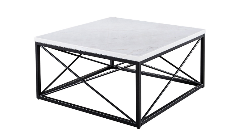 Skyler Coffee Table with White Marble Top and Metal Base | Home Furniture Plus Bedding
