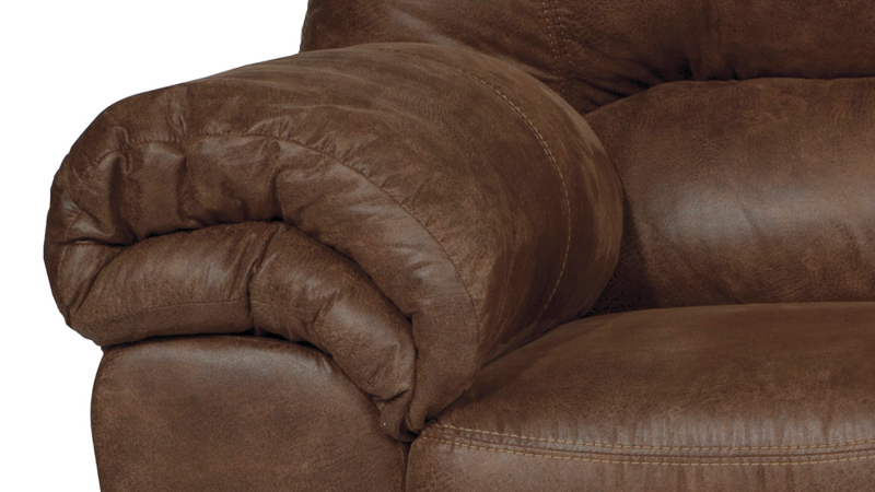 Bladen Coffee Brown Loveseat by Ashley Furniture, Close Up of Cushioned Armrest | Home Furniture Plus Bedding	