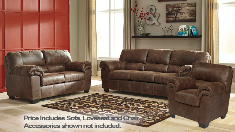 Bladen Coffee Brown Living Room Sofa Set, Includes Sofa, Loveseat and Chair in Room Setting | Home Furniture Plus Bedding