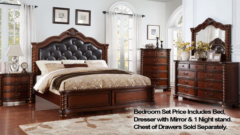 Darren Queen Size Bedroom Set - Cherry Brown | Home Furniture Plus Bedding