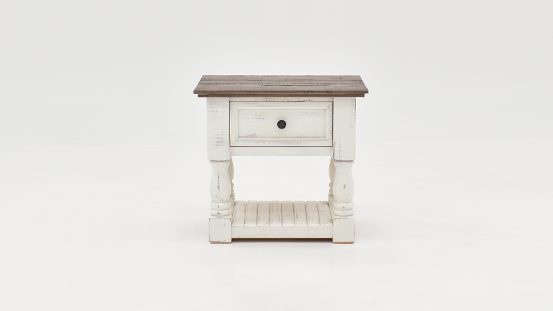 Martha Nightstand with White Base and Darker Top | Home Furniture Plus Bedding