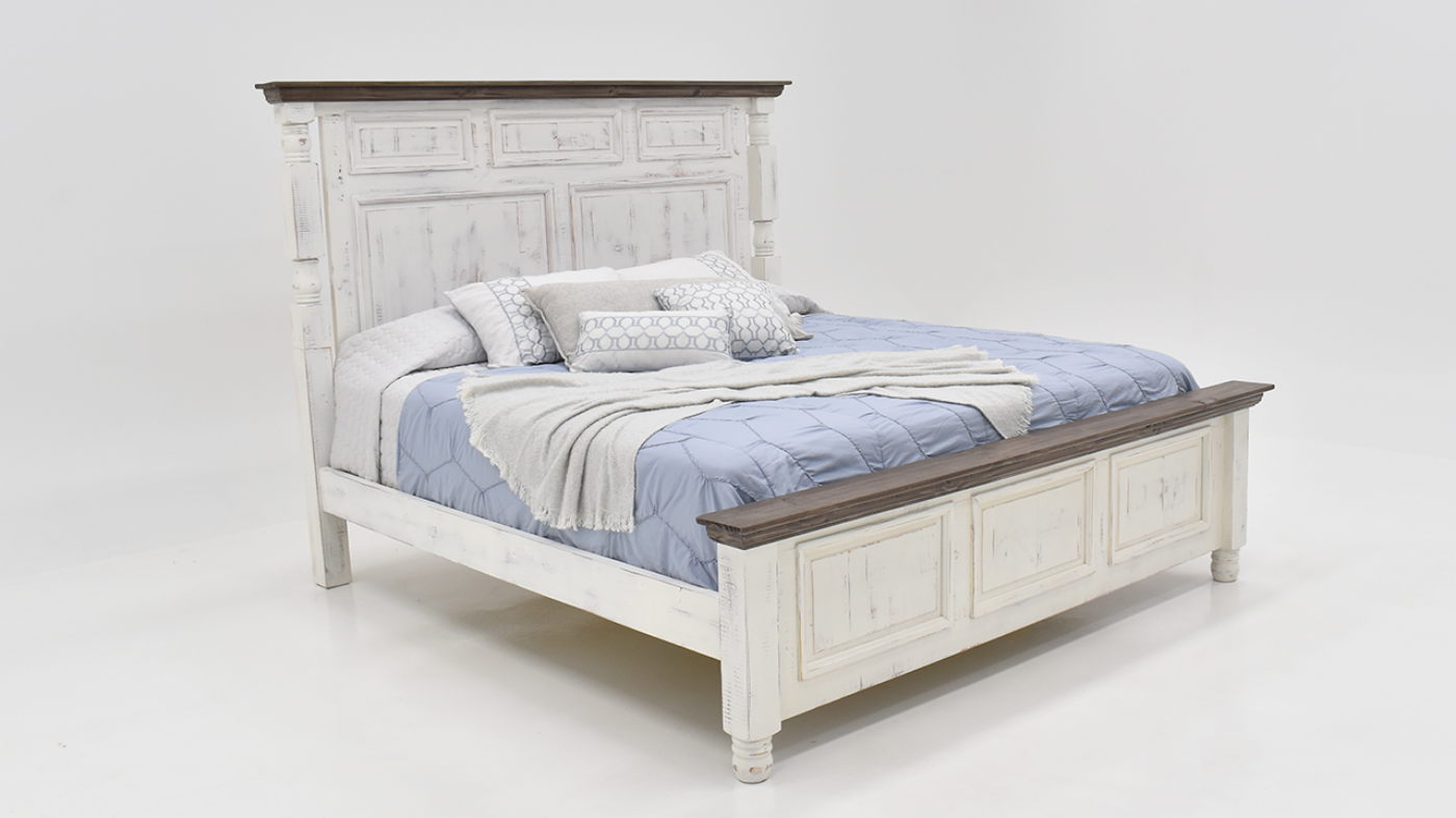 Martha King Size Bed with Rustic White Finish | Home Furniture Plus Bedding