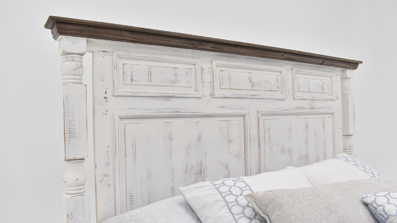 Martha Headboard with Rustic White Finish and Dark Top Ledge | Home Furniture Plus Bedding