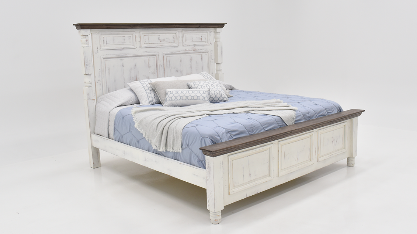 Martha Queen Size Panel Style Bed with White Finish | Home Furniture Plus Bedding