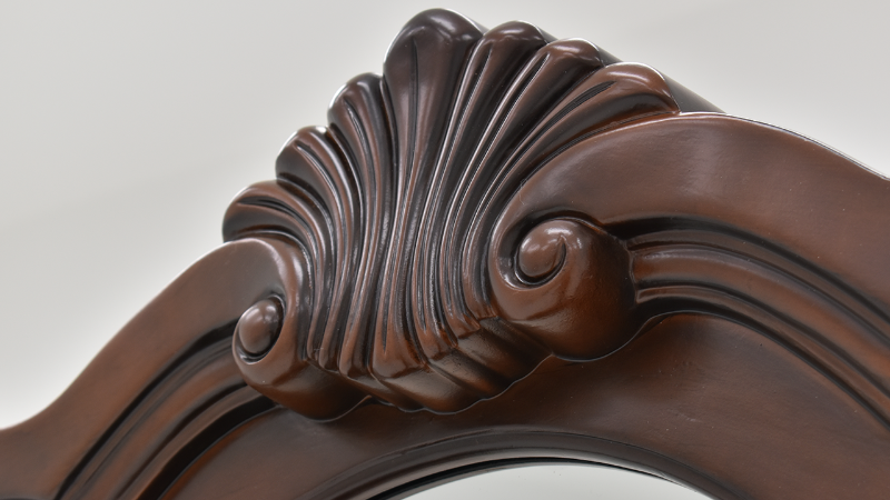 Close Up of Decorative Scallop Molding on Top of Mirror | Home Furniture Plus Bedding	