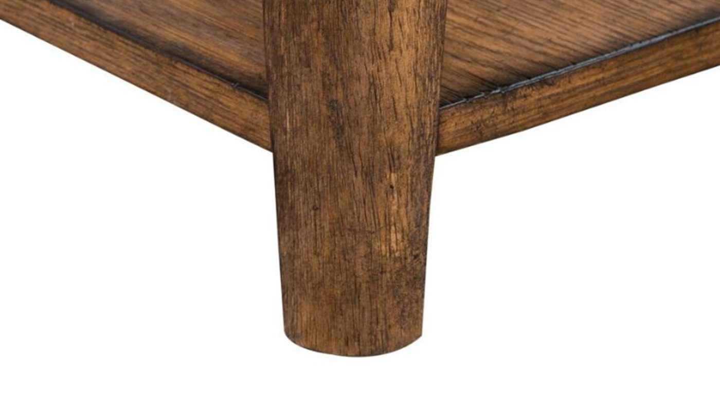 Ashford Rectangle End Table with Sienna Brown Finish, View of Corner with Lower Table Leg | Home Furniture Plus Bedding 