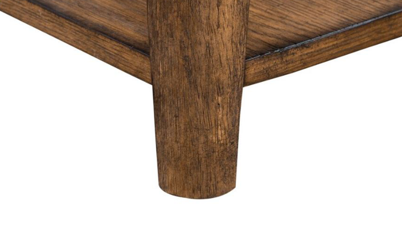 Ashford Rectangle End Table with Sienna Brown Finish, View of Corner with Lower Table Leg | Home Furniture Plus Bedding 