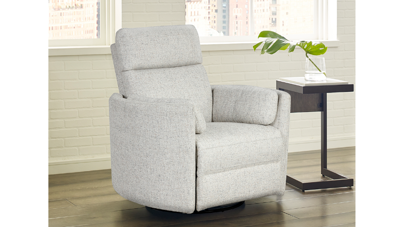 Radius POWER Recliner with Quartz Gray Upholstery in Room Setting | Home Furniture Plus Bedding