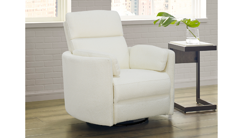 Radius POWER Recliner with Off White Upholstery in Room Setting | Home Furniture Plus Bedding