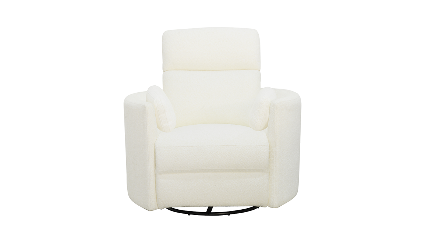 Radius POWER Recliner with Off White Upholstery, Front Facing View | Home Furniture Plus Bedding