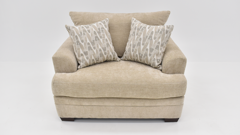 Aden Chair with Tan Upholstery and Accent Pillows | Home Furniture Plus Bedding