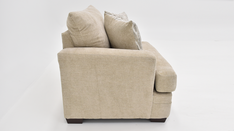 Aden Chair with Tan Upholstery and Accent Pillows, Side View | Home Furniture Plus Bedding