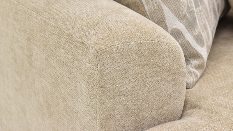 Aden Sofa with Full Chaise with Tan Upholstery, Close Up of Arm | Home Furniture Plus Bedding	