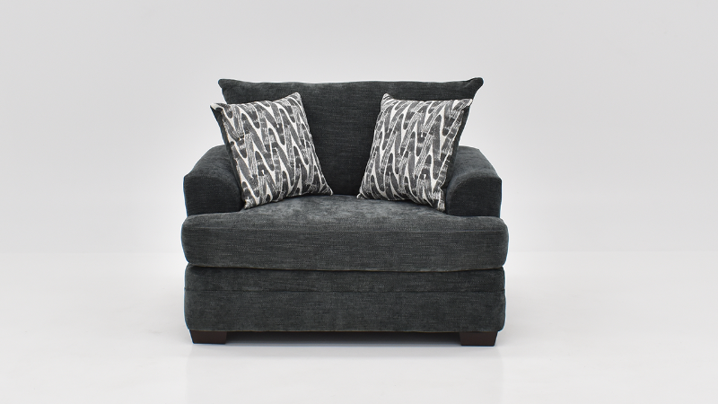 Aden Chair with Gray Upholstery and Accent Pillow  | Home Furniture Plus Bedding